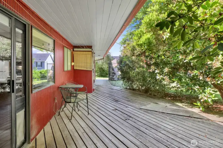 Covered deck.