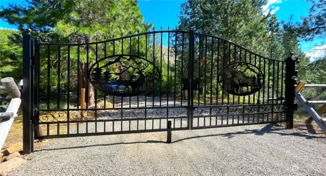 Automated gate at entrance to property.