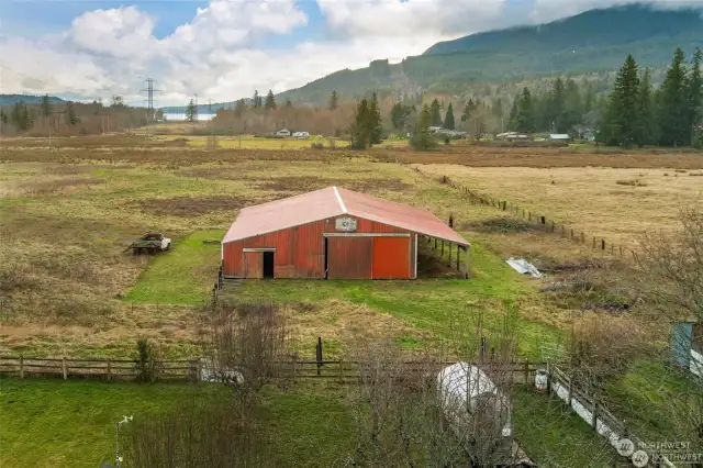 Front view of barn