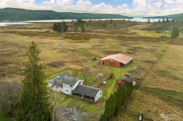 Looking northeast, you can see the beautiful Quilcene Bay where you can kayak, fish, and go duck hunting