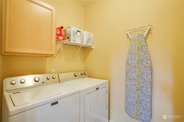 For added convenience, the laundry room is located upstairs