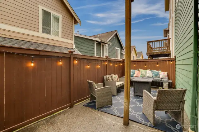 The backyard is low maintenance and fully fenced. A great spot for barbeques on the patio