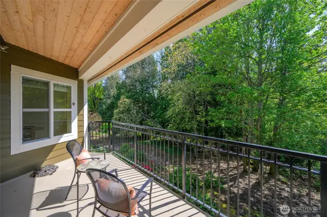 Deck is spacious with views of serenity
