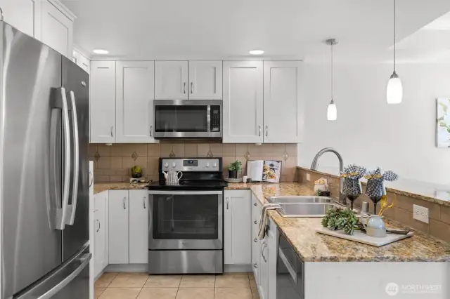 French kitchen cabinetry and new appliances