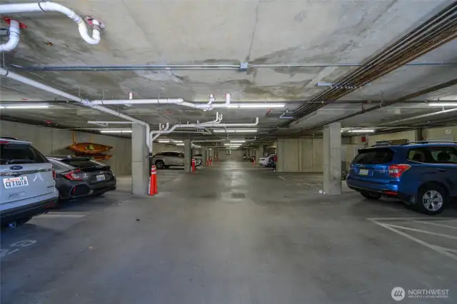 Secure underground parking with elevator access to unit