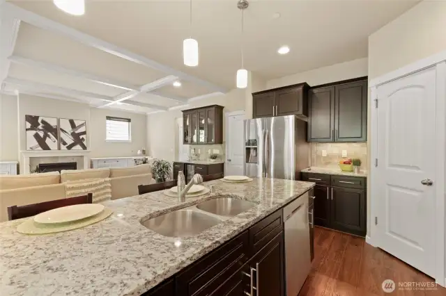 Thoughtful design & lots of storage- step-in pantry to right.