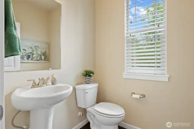 Guest Bath to the left of the entry.