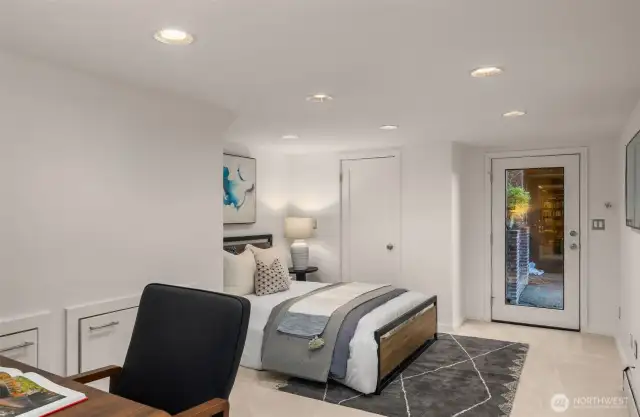 Lower level bedroom with it's own separate entrace.