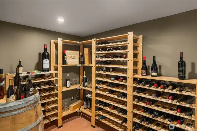 Lower level wine cellar