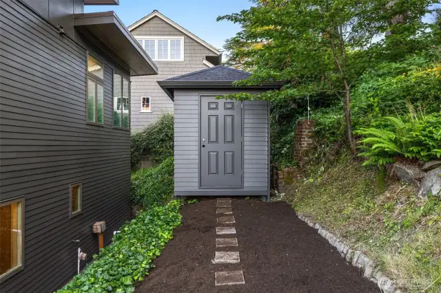 Extra storage in the backyard. New foundation and french drain was installed.