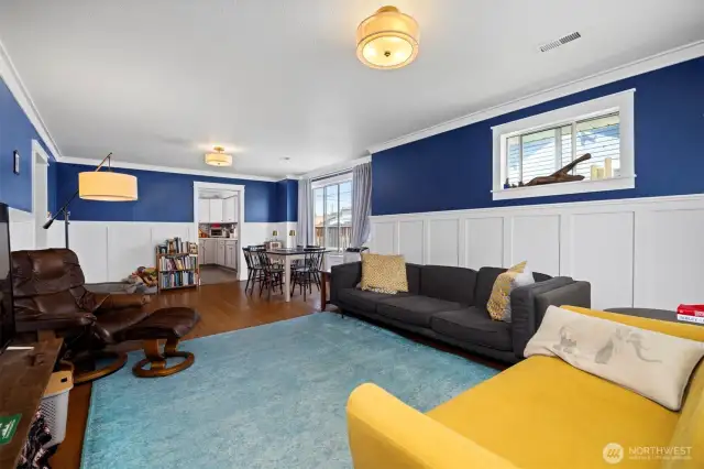 The dining area is also spacious and looks out to the side yard.