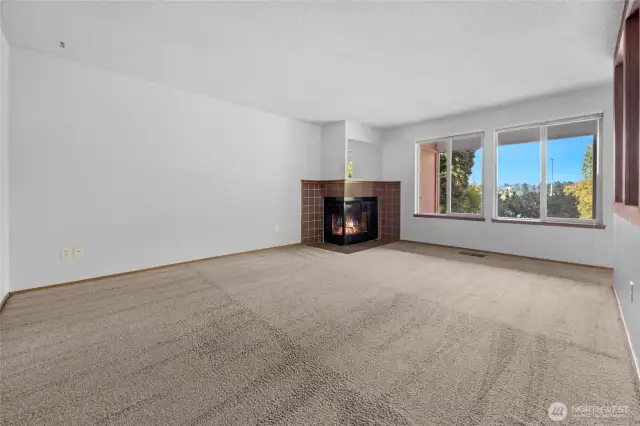 Spacious living room allows for lots of options for furniture placement.