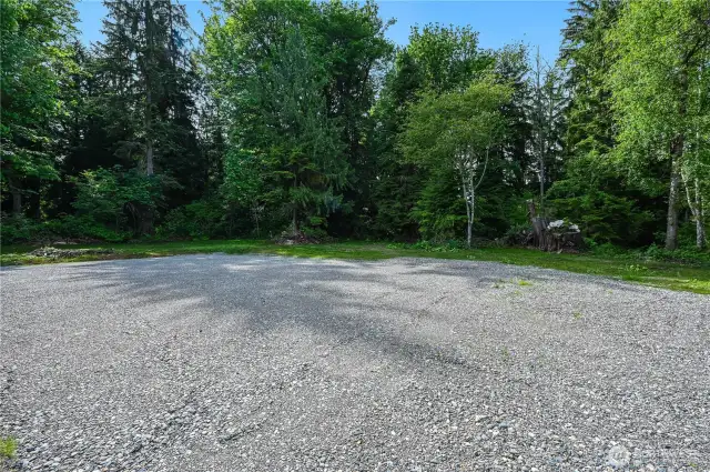 Huge gravel area at the back of the property