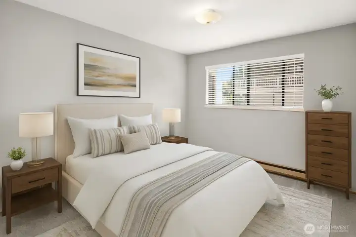 Virtually staged secondary bedroom