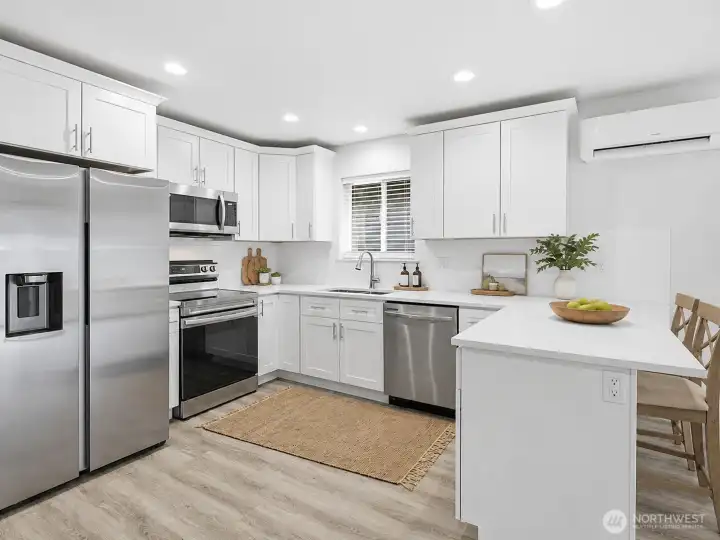Kitchen. Virtually staged.