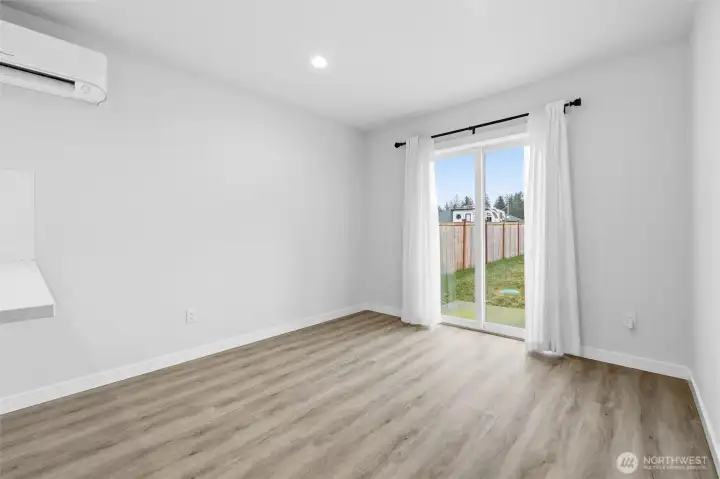 Dining area with slider out to back patio.