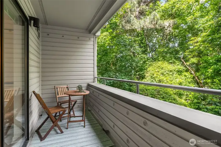 Enjoy your private balcony. During the Fall and Winter there are views of the Space Needle.