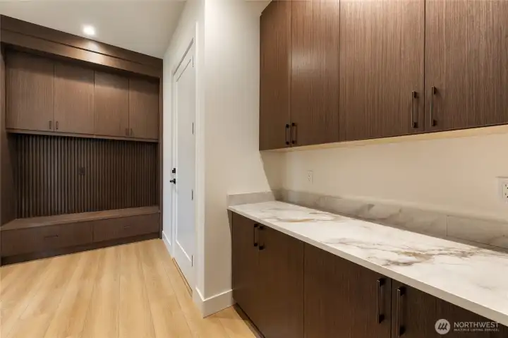 custom mud room to enter from garage