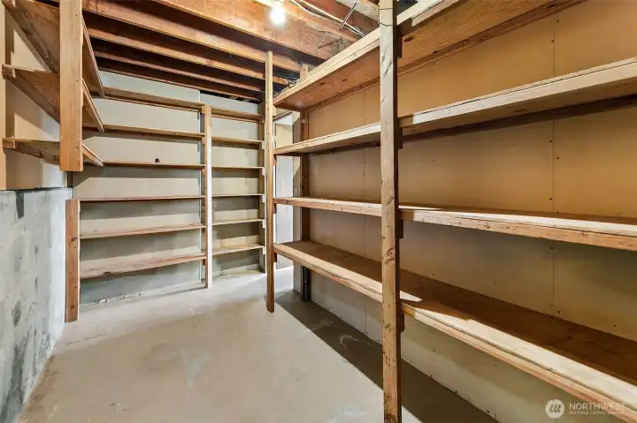 Dry storage near the family room, great for canning foods, keep your wine cooler, luggage storage, bikes and more