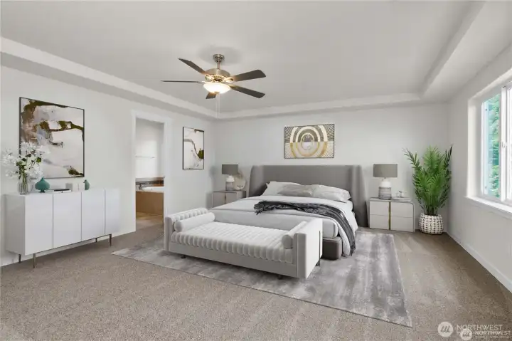 Primary bedroom virtually staged