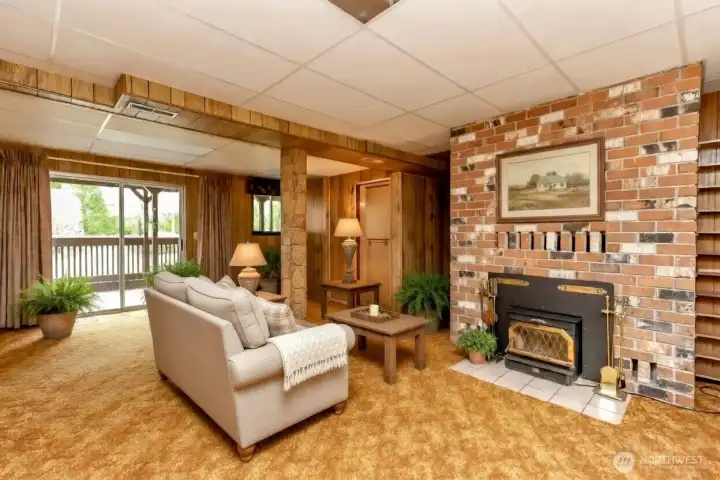 Virtually staged downstairs family room