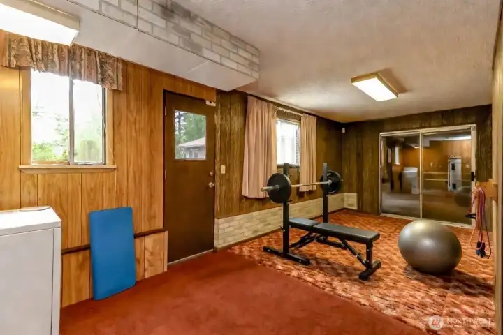 Virtually staged downstairs flex space