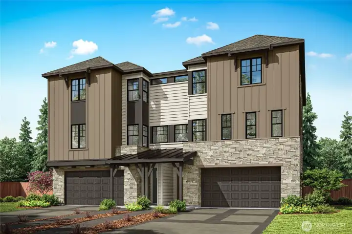 Exterior Rendering of Homesite 11 and 12.
