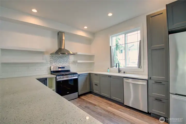Stunning modern kitchen with quartz countertops