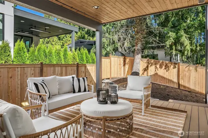 Fully fenced yard provides privacy and space for outdoor living.