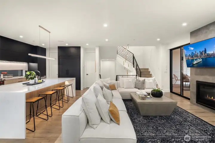 Contemporary in design while warm woods soften the experience.