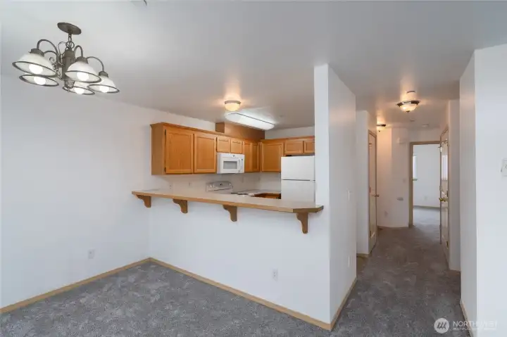 Kitchen with breakfast bar.