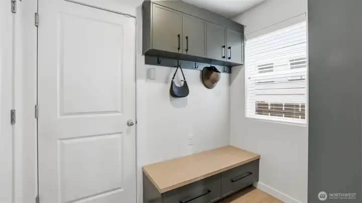Bellmont Cabinet mud room with bench.