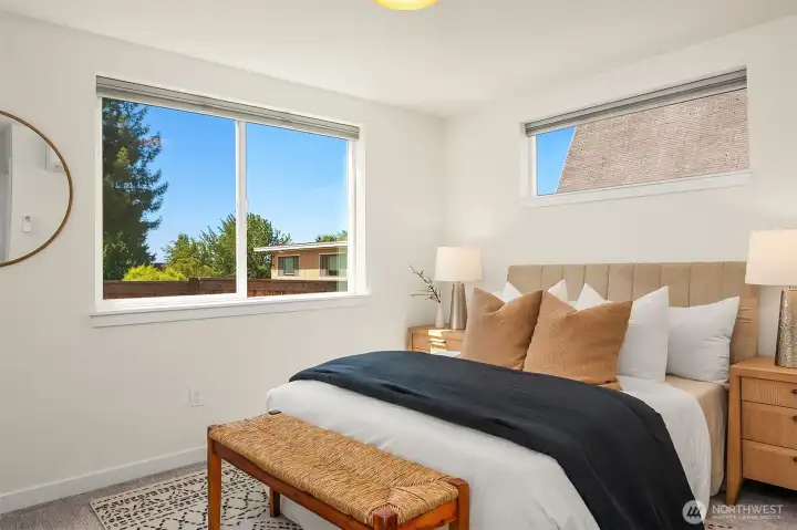 Sunny primary bedroom