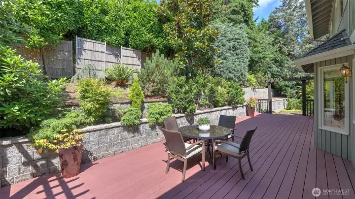 Mature landscaping with terraced gardens. Mature landscaping with terraced gardens.
