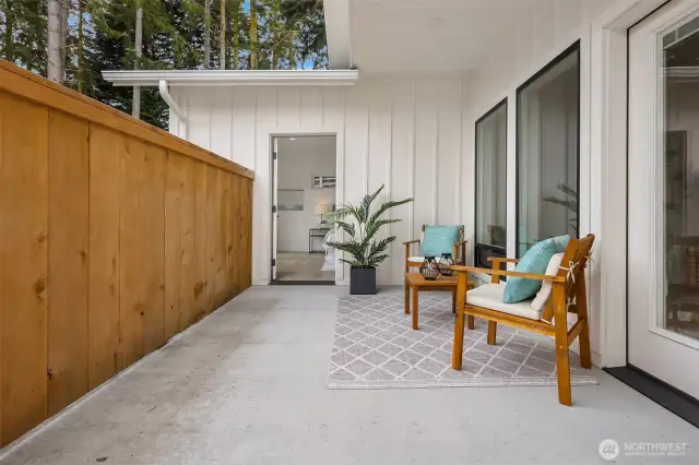 Private Patio accessed off the Living Room, and Primary Bedroom - the perfect spot for your morning coffee!