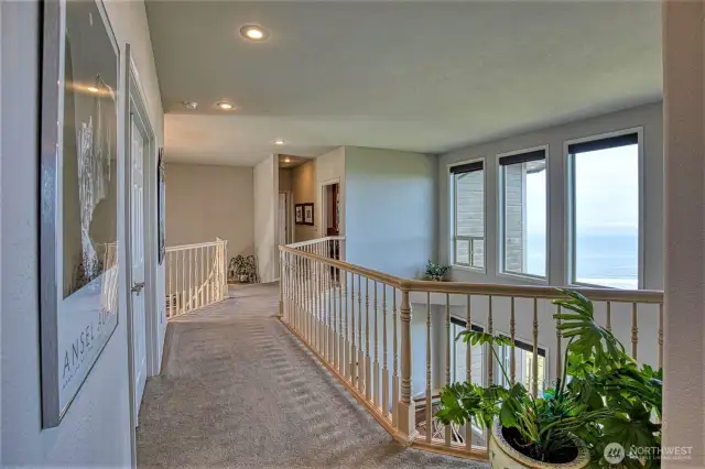 Upper Level walkway leading to the study and bonus room.