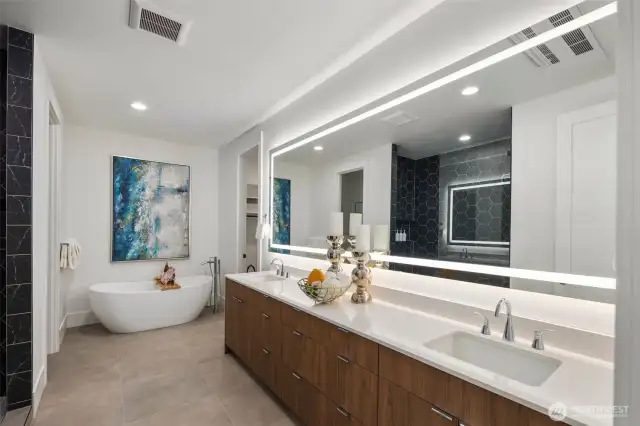 Dual Vanity w/ Adjustable Mirror.