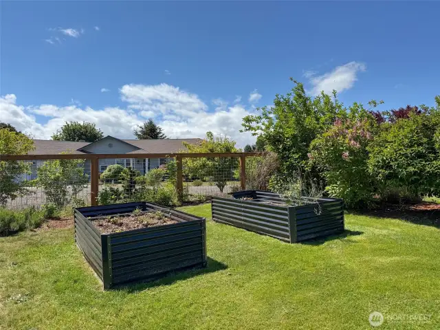 Raised Garden Beds in Fully Fenced Backyard