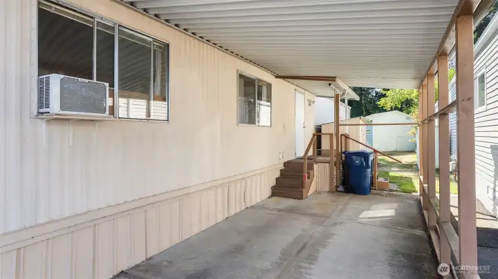 Unload your groceries out of the rain through the back door.