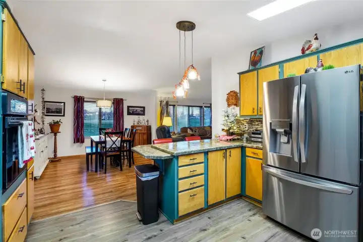 Open sight lines from kitchen to living spaces