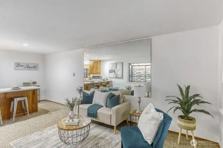 Bright, Open Living Room w/Eating Space and Unobstructed Views - Upper Unit