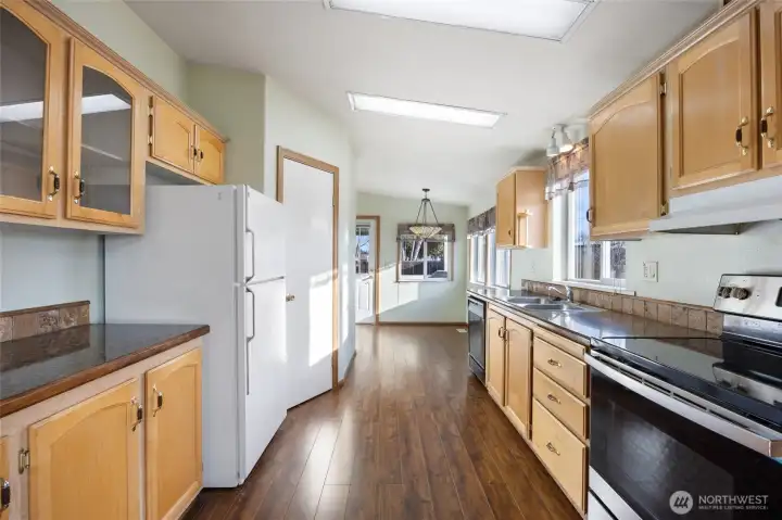 Large Kitchen, New Plank Flooring