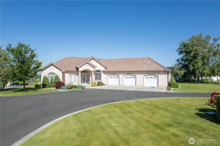 Front of house with circular drive