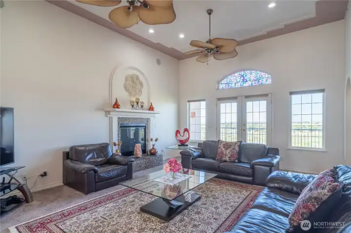 living room with gas fireplace