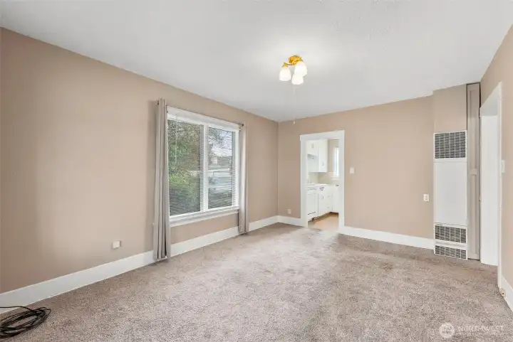 Living room to kitchen.