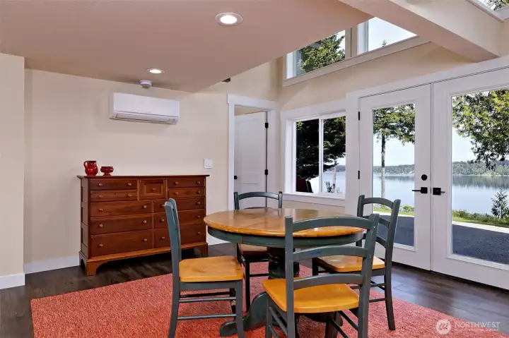 Dining area with plenty of room to add more table space.