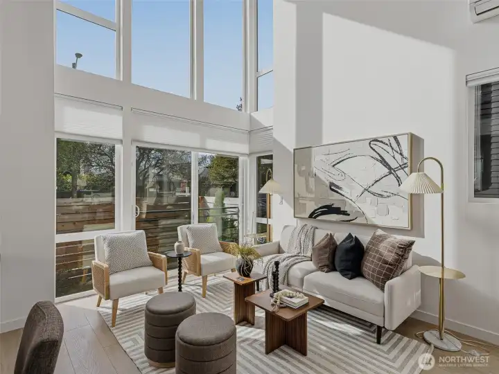 Floor to ceiling windows in living room