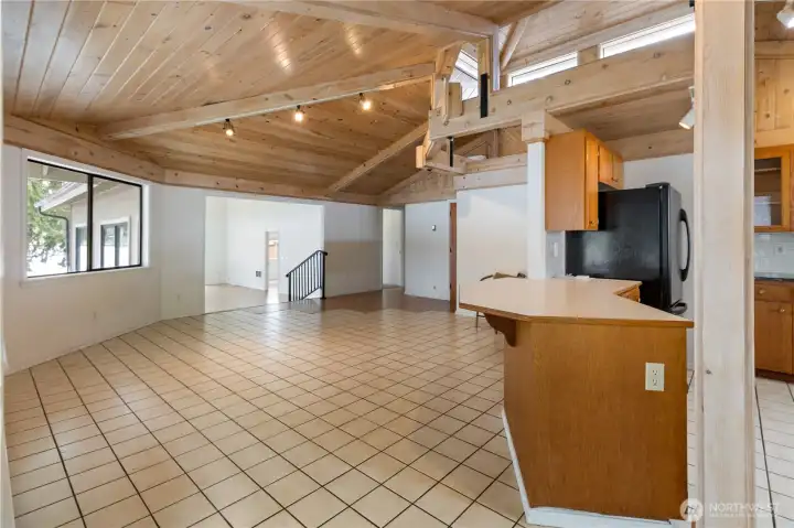 Opens right up to living room and dining room