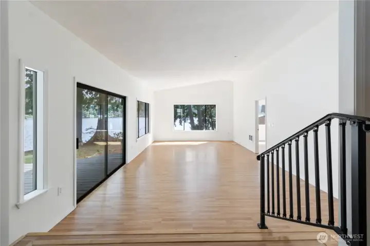 Gentle steps down to the great room.
