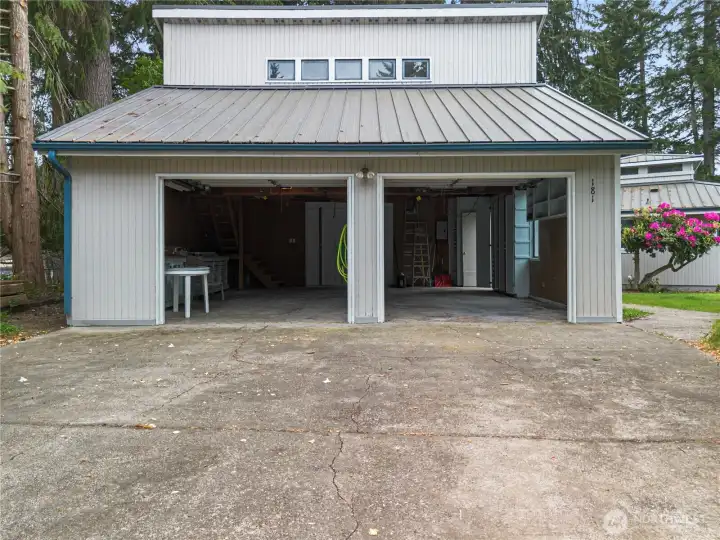2 car garage with shop area.